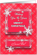 Christmas/SECRET PAL - Pink/red plaid/Snow/Name card