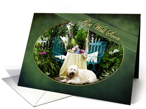 Get Well Soon - Cottage Garden - Tea For Two - Trellis - Pet/Dog card