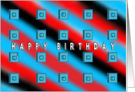 Abstract Birthday - Blue/Black/Red Squares card