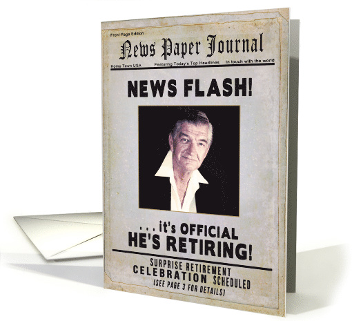Retirement Invitation - Vertical - News Paper - Photo Insert card