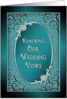 Renewing Wedding Vows Invitation - Faux Jewels - Oval Inset - Teal card