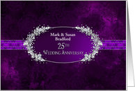 25th Wedding Anniversary Invitation, Elegant, Faux Jewels - Purple card