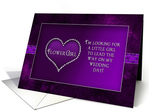 Bridal Attendant's Invitation - Flower Girl - Purple/Heart card