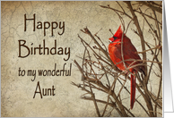 Birthday - Aunt - Red Cardinal - Branch - Textures card