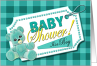 Baby Shower - Baby Boy - Teal/Yellow - Teddy Bear card