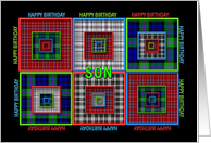 Birthday, Son, Abstract Squares made out of Fabric-like Patterns card
