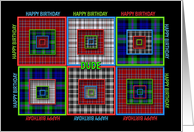 Birthday, Dude, Abstract Squares made out of Fabric-like Patterns card