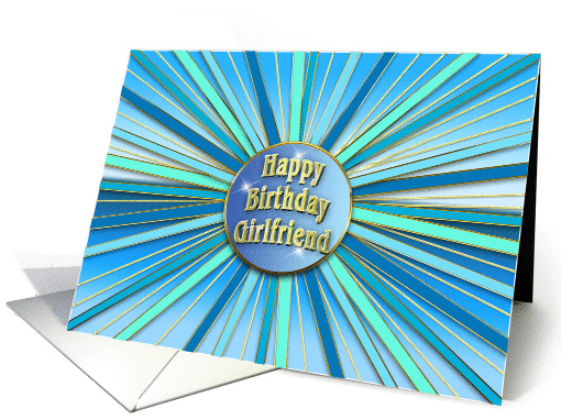Birthday -Girlfriend - Abstract Rays - sunshine - blues card (1235928)