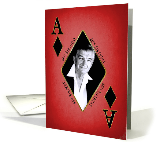 BIRTHDAY Party Invitation, 60th, Ace of Diamonds, Photo... (1237142)