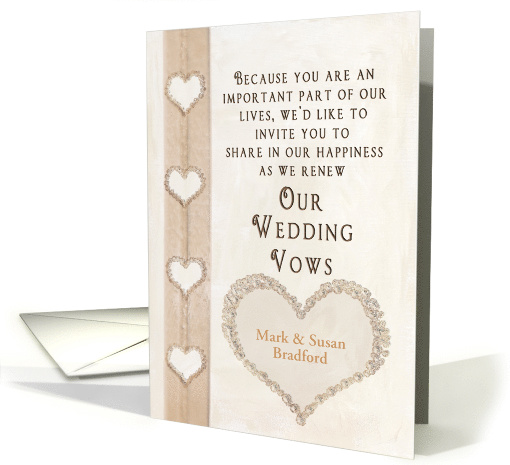 Wedding Vow Renewal Invitation - Jewel (Faux) Hearts card (1238008)