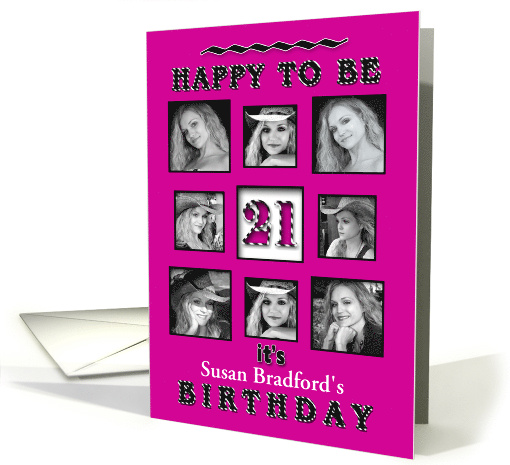 Birthday - 21st - Photo Inserts (8) Fuchsia/Black card (1242502)