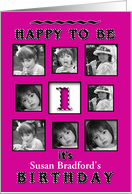 Birthday - ONE - Photo Inserts (8) Fuchsia/Black card