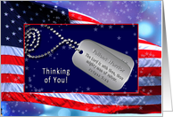 THINKING OF YOU - Patriotic - USA Flag - Dog Tags/Verse card