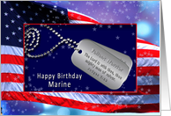 BIRTHDAY MARINE - Patriotic - USA Flag - Dog Tags/Verse card