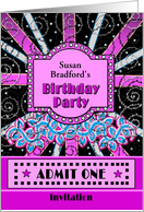 Birthday Party Invitation - Broadway Ticket - Personalize Name card