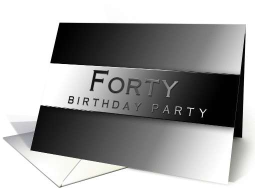 Birthday Party Invitation - 40th - Gradient Charcoal Gray... (1262382)