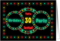 Birthday Party Invitation -30th- NEON LIGHTS - Billboard card