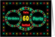 Birthday Party Invitation -60th- NEON LIGHTS - Billboard card