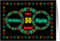 Birthday Party Invitation -50th- NEON LIGHTS - Billboard card