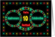 Wedding Anniversary Invitation -10th- NEON LIGHTS - Billboard card