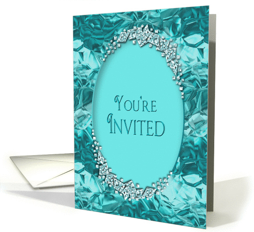 You're Invited - Blue Ice Diamonds (Faux) Pretty Abstract Blues card