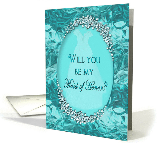 Bridal Attendant Invitation - Maid of Honor - Blue Ice Gems Faux card