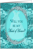 Bridal Attendant Invitation - Maid of Honor - Blue Ice Gems Faux card