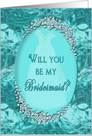 Bridal Attendant Invitation - Bridesmaid - Blue Ice Gems Faux card