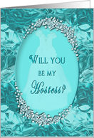 Bridal Attendant Invitation - Hostess- Blue Ice Gems Faux card