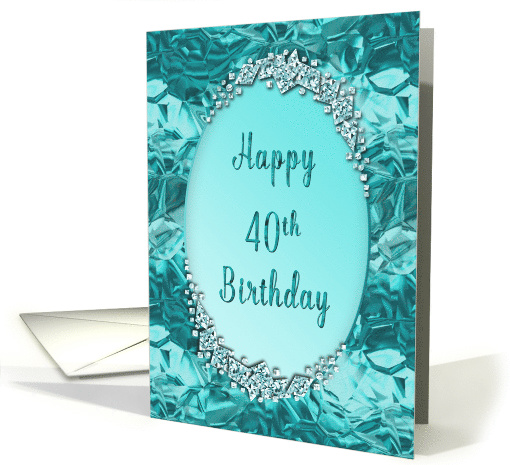 BIRTHDAY, 40th, Pretty Blue Ice Diamond-like Effects card (1270258)