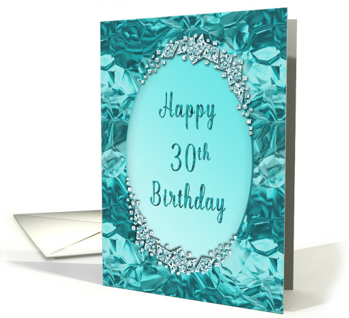 Birthday, 30th, Pretty Blue Ice, Diamond-Like Effects card (1270260)