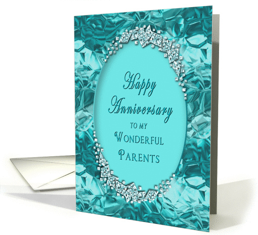 WEDDING ANNIVERSARY - PARENTS - Blue Ice Gems Faux card (1270272)