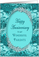 WEDDING ANNIVERSARY - PARENTS - Blue Ice Gems Faux card