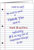 THANK YOU - NOTE TO...