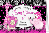 Baby Shower Invitaton - Pink Baby Animals - Name Personalized card