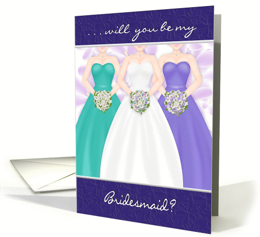Bride's Attendant Invitation -Bridesmaids - - Purple/Teal card