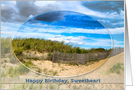 BIRTHDAY- SWEETHEART - Scenic Beach with Oval Inset - card