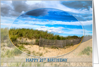 BIRTHDAY, 21ST, Scenic Beach with Oval Inset card