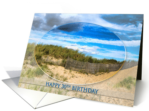 BIRTHDAY, 30th, Scenic Beach with Oval Inset card (1288918)