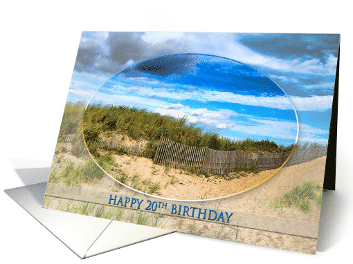 BIRTHDAY, 20th, Scenic Beach with Oval Inset card (1288920)