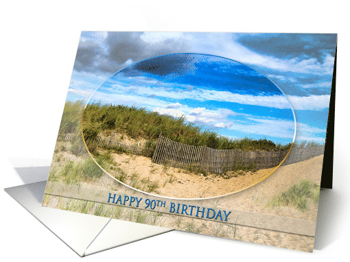 BIRTHDAY, 90th, Scenic Beach with Oval Inset card (1288924)