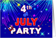 4th of July Party Invitation, Explosive Fire Works card