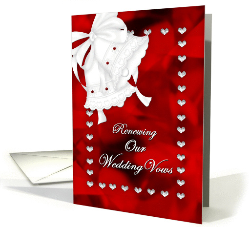 VOW RENEWAL WEDDING INVITATION - Valentine Hearts - Red - Bells card