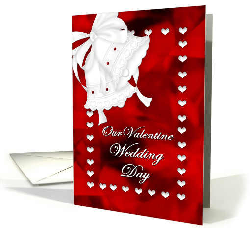 VALENTINE WEDDING INVITATION - Valentine Hearts - Red - Bells card