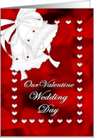 VALENTINE WEDDING INVITATION - Valentine Hearts - Red - Bells card
