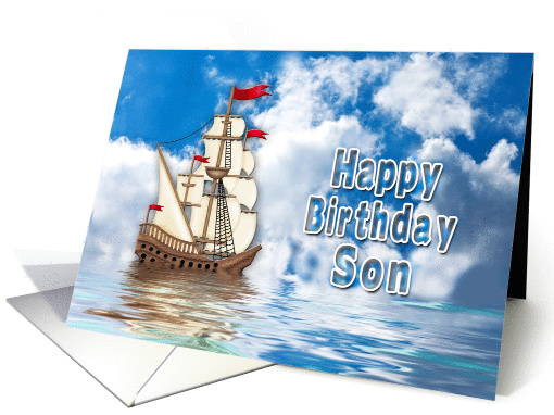 BIRTHDAY - SON - Ship on Water card (1292158)