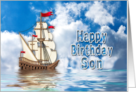 BIRTHDAY - SON - Ship on Water card