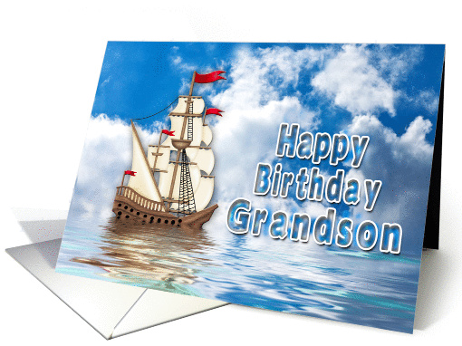 BIRTHDAY - GRANDSON - Ship on Water card (1292162)