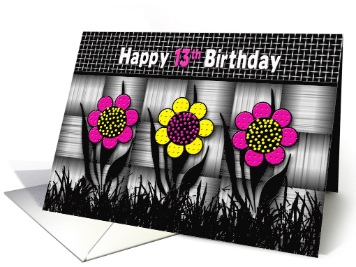 Birthday, 13th, Bright and Colorful Abstract Daisies on... (1293902)