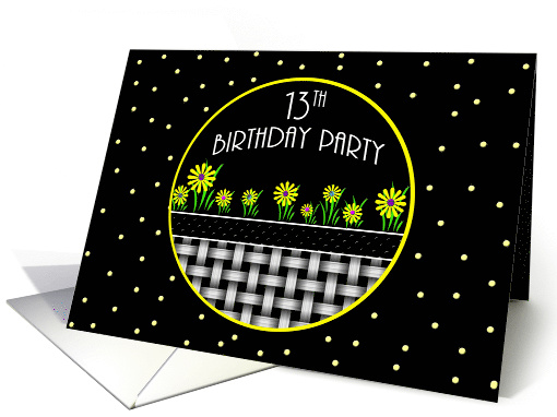 13th Birthday Party, Invitation with Yellow Flowers and... (1294818)